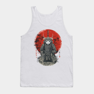 Panda Samurai King in Red Sun Ukiyo-e Style Tank Top