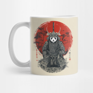 Panda Samurai King in Red Sun Ukiyo-e Style Mug