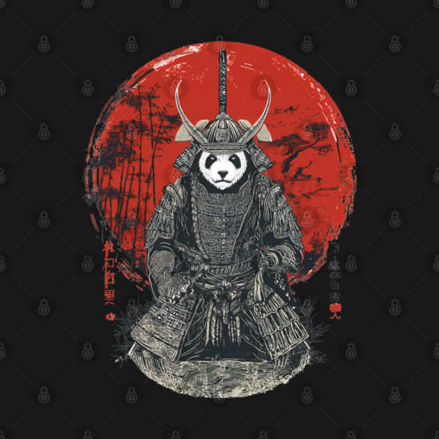 Panda Samurai King in Red Sun Ukiyo-e Style by TuncGK