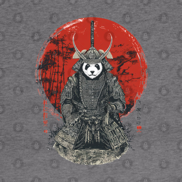 Panda Samurai King in Red Sun Ukiyo-e Style by TuncGK