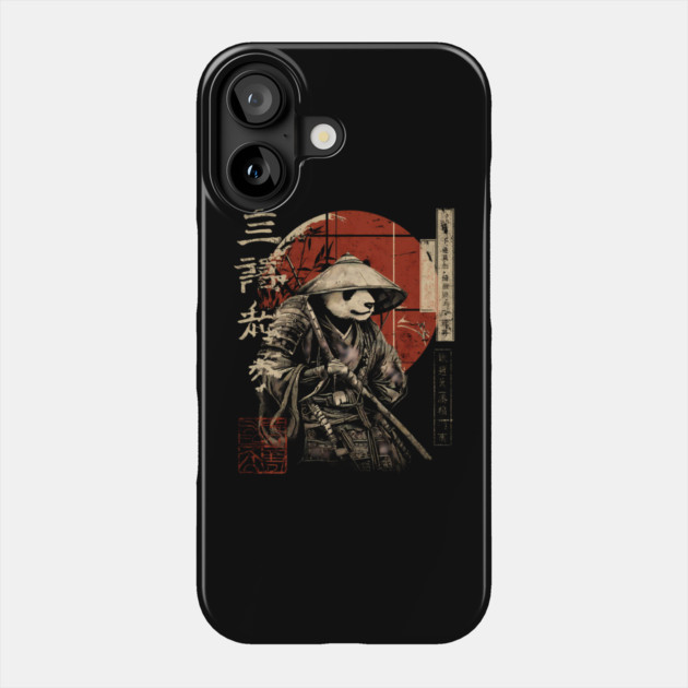 Panda Outlaw Warrior with Straw Hat – Sumi-e Style Phone Case by TuncGK