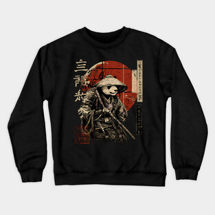 Panda Outlaw Warrior with Straw Hat – Sumi-e Style Crewneck Sweatshirt