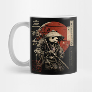 Panda Outlaw Warrior with Straw Hat – Sumi-e Style Mug