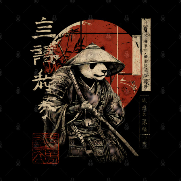 Panda Outlaw Warrior with Straw Hat – Sumi-e Style by TuncGK