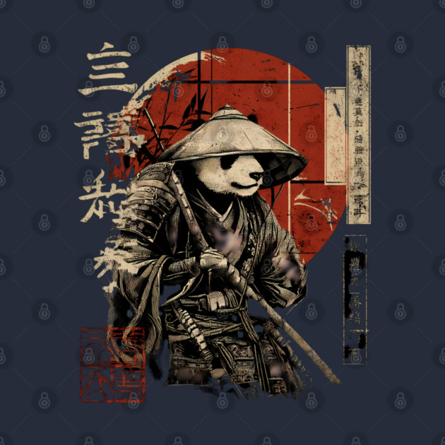 Panda Outlaw Warrior with Straw Hat – Sumi-e Style by TuncGK