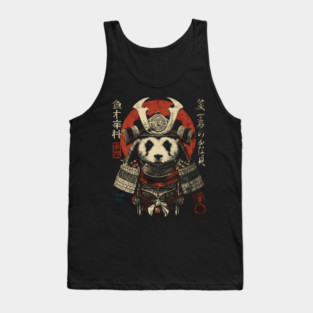 Panda Warrior in Sacred Armor – Japanese Ink Style Tank Top