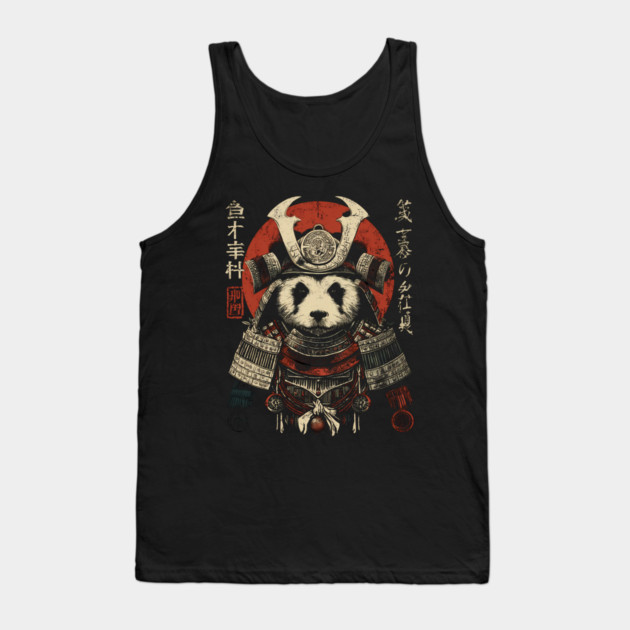Panda Warrior in Sacred Armor – Japanese Ink Style Tank Top by TuncGK