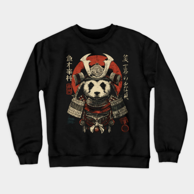 Panda Warrior in Sacred Armor – Japanese Ink Style Crewneck Sweatshirt by TuncGK