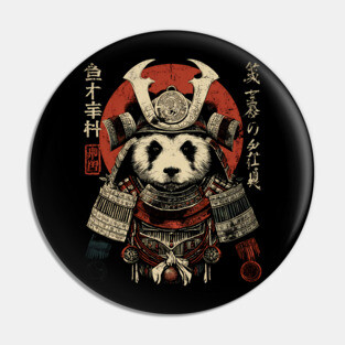 Panda Warrior in Sacred Armor – Japanese Ink Style Pin