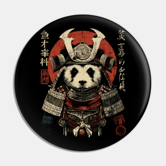 Panda Warrior in Sacred Armor – Japanese Ink Style Pin by TuncGK