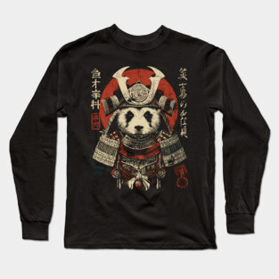 Panda Warrior in Sacred Armor – Japanese Ink Style Long Sleeve T-Shirt