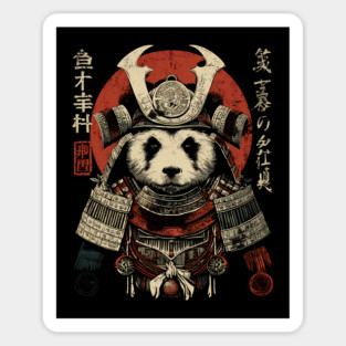 Panda Warrior in Sacred Armor – Japanese Ink Style Sticker