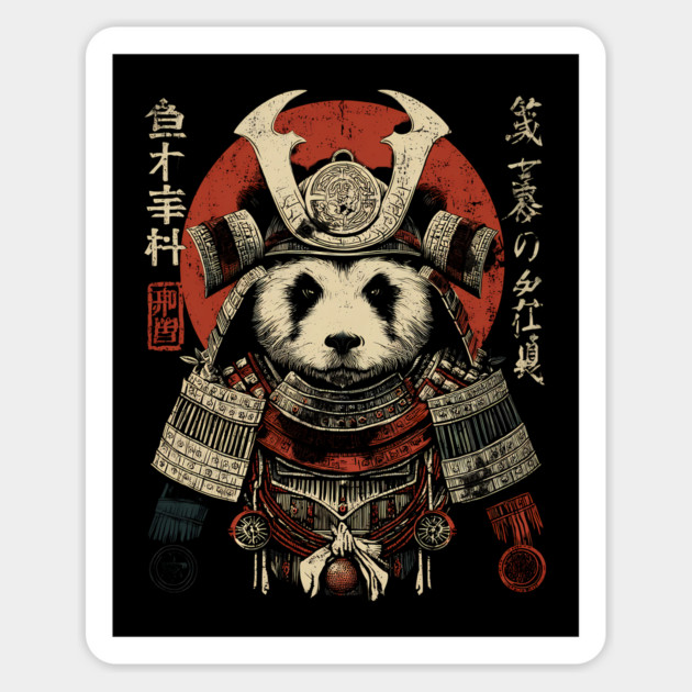Panda Warrior in Sacred Armor – Japanese Ink Style Magnet by TuncGK