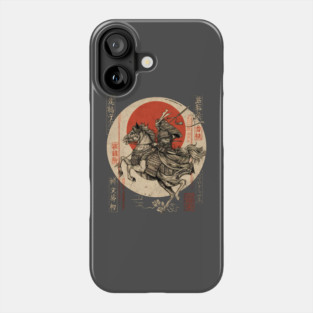 Warrior Riding Under Red Moon – Japanese Hero Scene Phone Case