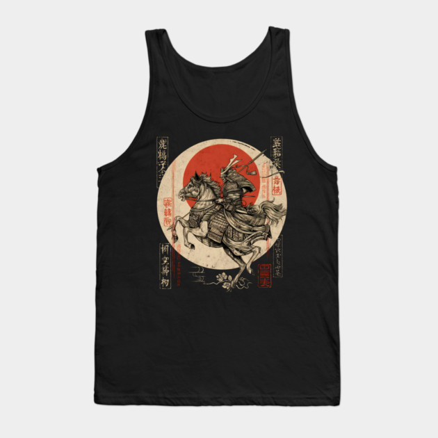 Warrior Riding Under Red Moon – Japanese Hero Scene Tank Top by TuncGK