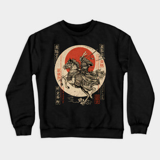 Warrior Riding Under Red Moon – Japanese Hero Scene Crewneck Sweatshirt