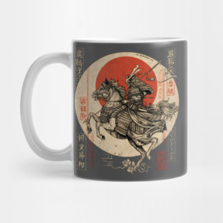 Warrior Riding Under Red Moon – Japanese Hero Scene Mug