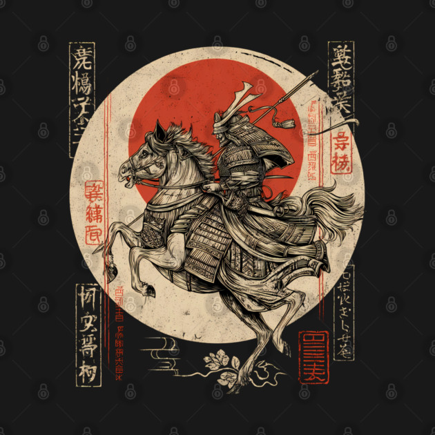 Warrior Riding Under Red Moon – Japanese Hero Scene by TuncGK