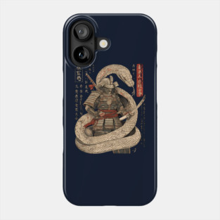 Serpent Samurai Coiled with Katana in Ink Style Phone Case