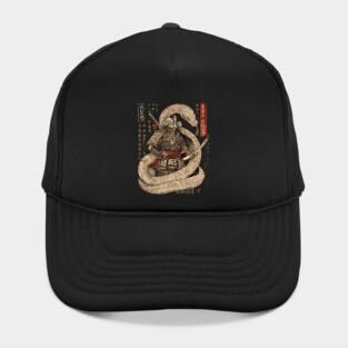 Serpent Samurai Coiled with Katana in Ink Style Hat