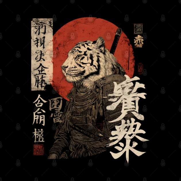 Tiger Samurai in Ink Armor – Vintage Japanese Power by TuncGK