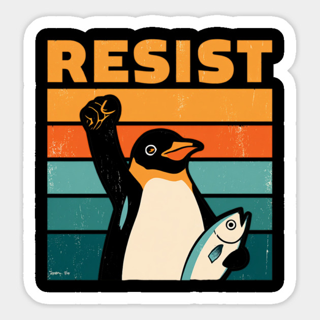 Resist-Penguin Magnet by Creatifly Graphic Tees