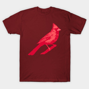 Bold Red Cardinal on Branch – Striking Bird Art T-Shirt