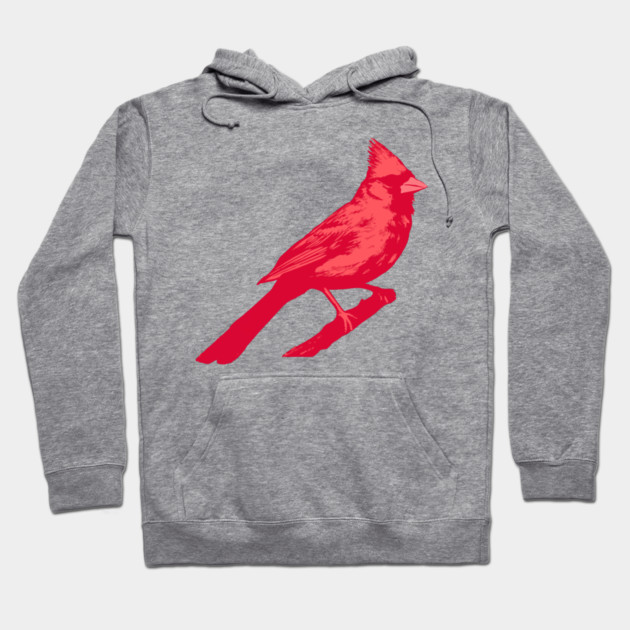 Bold Red Cardinal on Branch – Striking Bird Art Hoodie by DonWillisJrArt