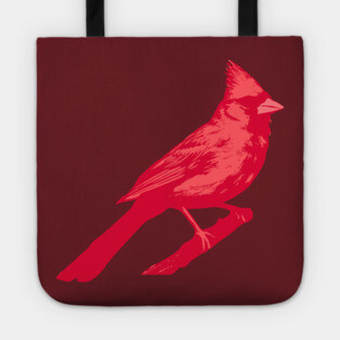 Bold Red Cardinal on Branch – Striking Bird Art Tote