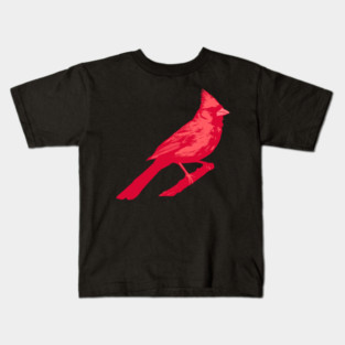 Bold Red Cardinal on Branch – Striking Bird Art Kids T-Shirt