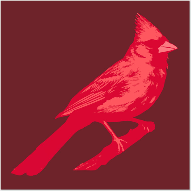 Bold Red Cardinal on Branch – Striking Bird Art Wall Art by DonWillisJrArt