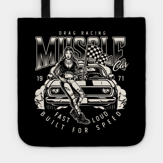 Drag Race Muscle Car Tote by Timeless Chaos