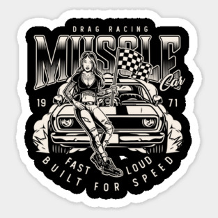 Drag Race Muscle Car Sticker