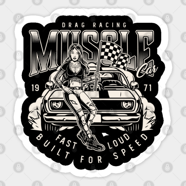 Drag Race Muscle Car Sticker by Timeless Chaos