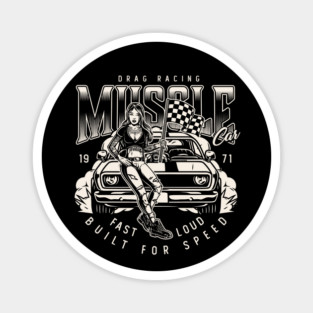 Drag Race Muscle Car Magnet