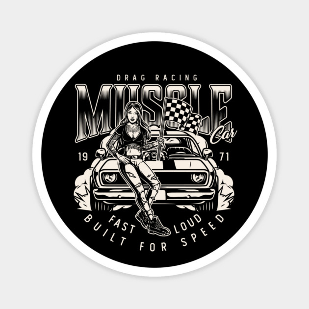 Drag Race Muscle Car Magnet by Timeless Chaos