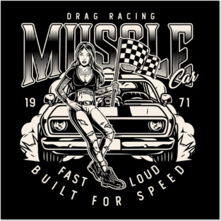 Drag Race Muscle Car Posters and Art