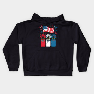 American Patriot Flag Flowers Happy Independence Day Kids Hoodie