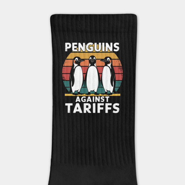 Penguins Against Tariffs Retro Protest Design by creative