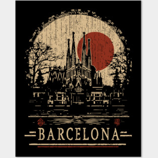 Barcelona Travel Poster – Sagrada Familia in Vintage Japanese Style Posters and Art