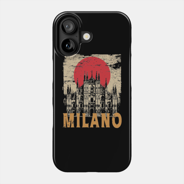 Milano Cathedral Poster – Italian Landmark in Retro Ink Style Phone Case by TuncGK