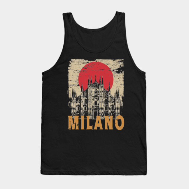 Milano Cathedral Poster – Italian Landmark in Retro Ink Style Tank Top by TuncGK