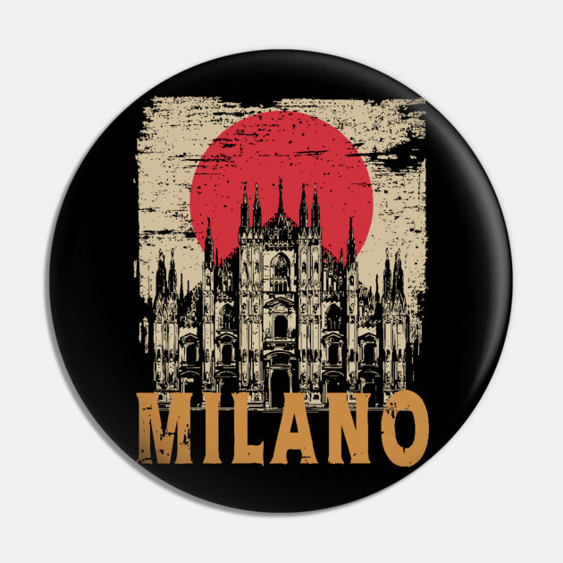 Milano Cathedral Poster – Italian Landmark in Retro Ink Style Pin by TuncGK