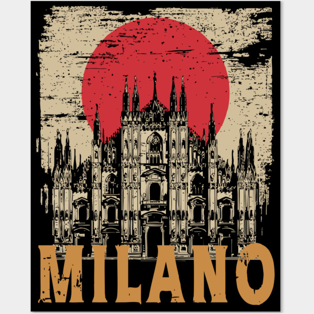 Milano Cathedral Poster – Italian Landmark in Retro Ink Style Wall Art by TuncGK
