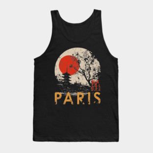 Paris City Poster – Pagoda Garden and Eiffel Tower Fusion Tank Top