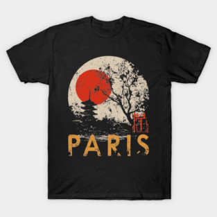 Paris City Poster – Pagoda Garden and Eiffel Tower Fusion T-Shirt