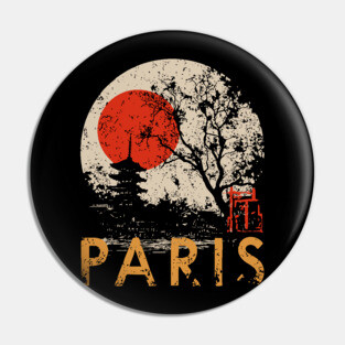 Paris City Poster – Pagoda Garden and Eiffel Tower Fusion Pin