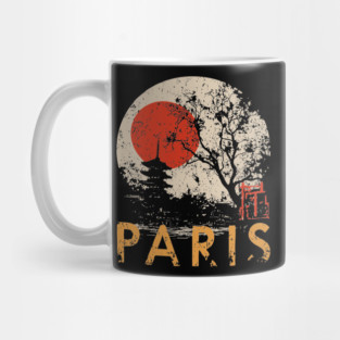 Paris City Poster – Pagoda Garden and Eiffel Tower Fusion Mug