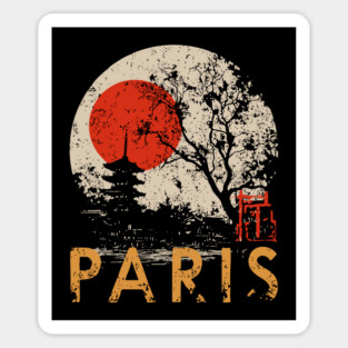 Paris City Poster – Pagoda Garden and Eiffel Tower Fusion Sticker