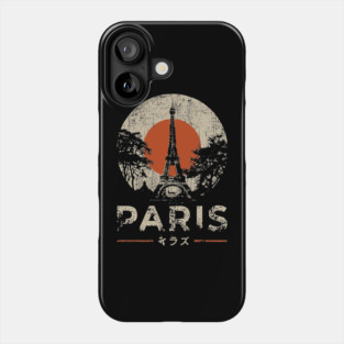 Paris Eiffel Tower Poster – Vintage Red Sun Travel Style Phone Case